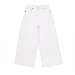 Ganni Crisp Cropped White Wide-Leg High Waisted Jeans Size 28 NWT $605